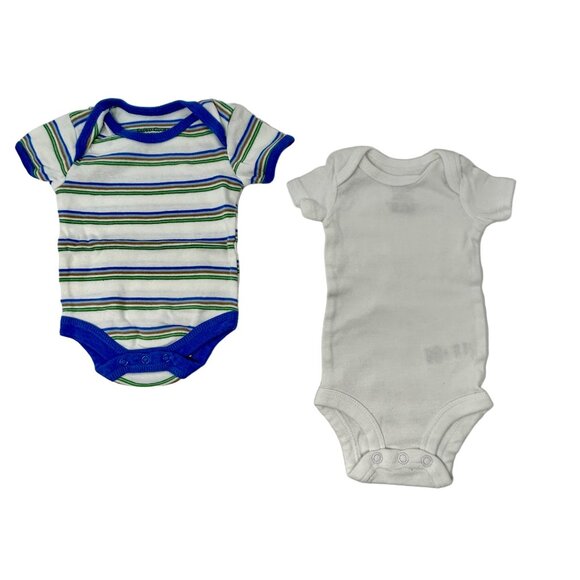 Baby Boy's  - 5 Body Suits‎ - White, Greys, Blues, and Orange  - Size Newborn - Picture 2 of 9